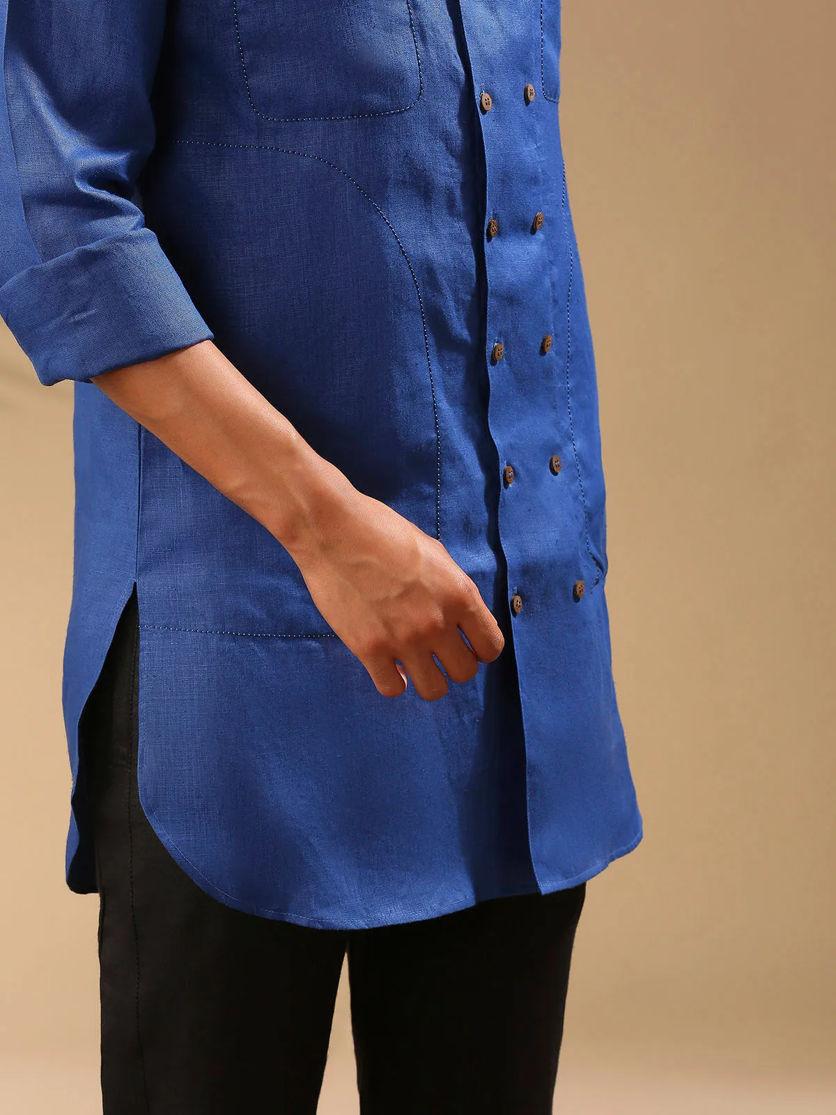 Ashoka Double Breasted Kurta Blue