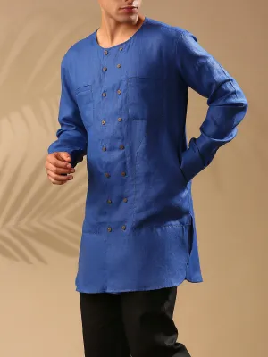 Ashoka Double Breasted Kurta Blue