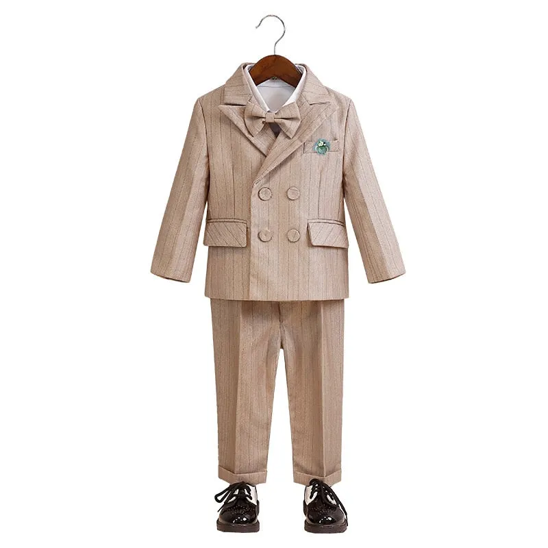 British Style Boys Wedding Suit - Beige & White