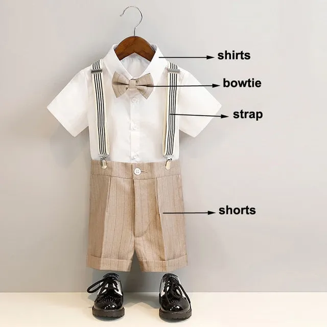 British Style Boys Wedding Suit - Beige & White
