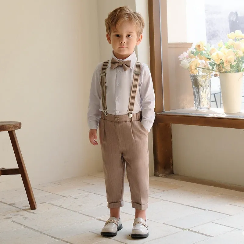 British Style Boys Wedding Suit - Beige & White