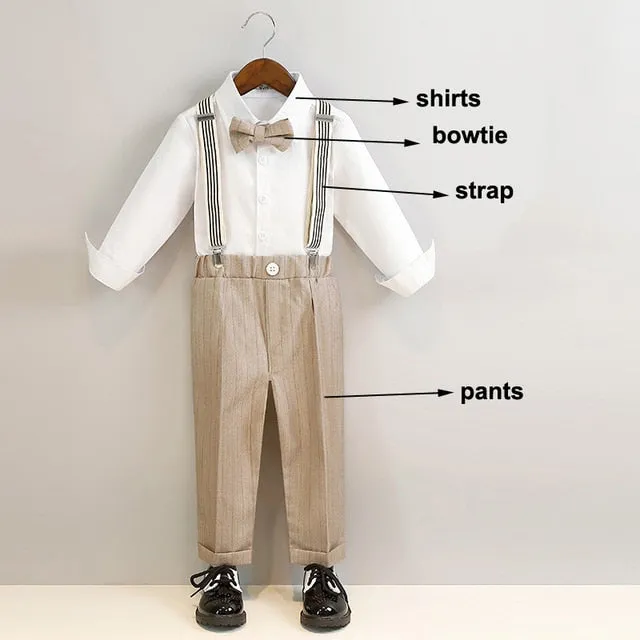 British Style Boys Wedding Suit - Beige & White