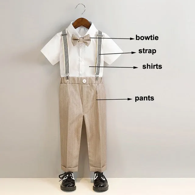 British Style Boys Wedding Suit - Beige & White