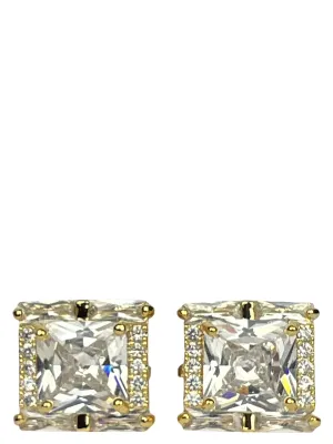 DCLIC Diamante Square Gold Cufflink - White