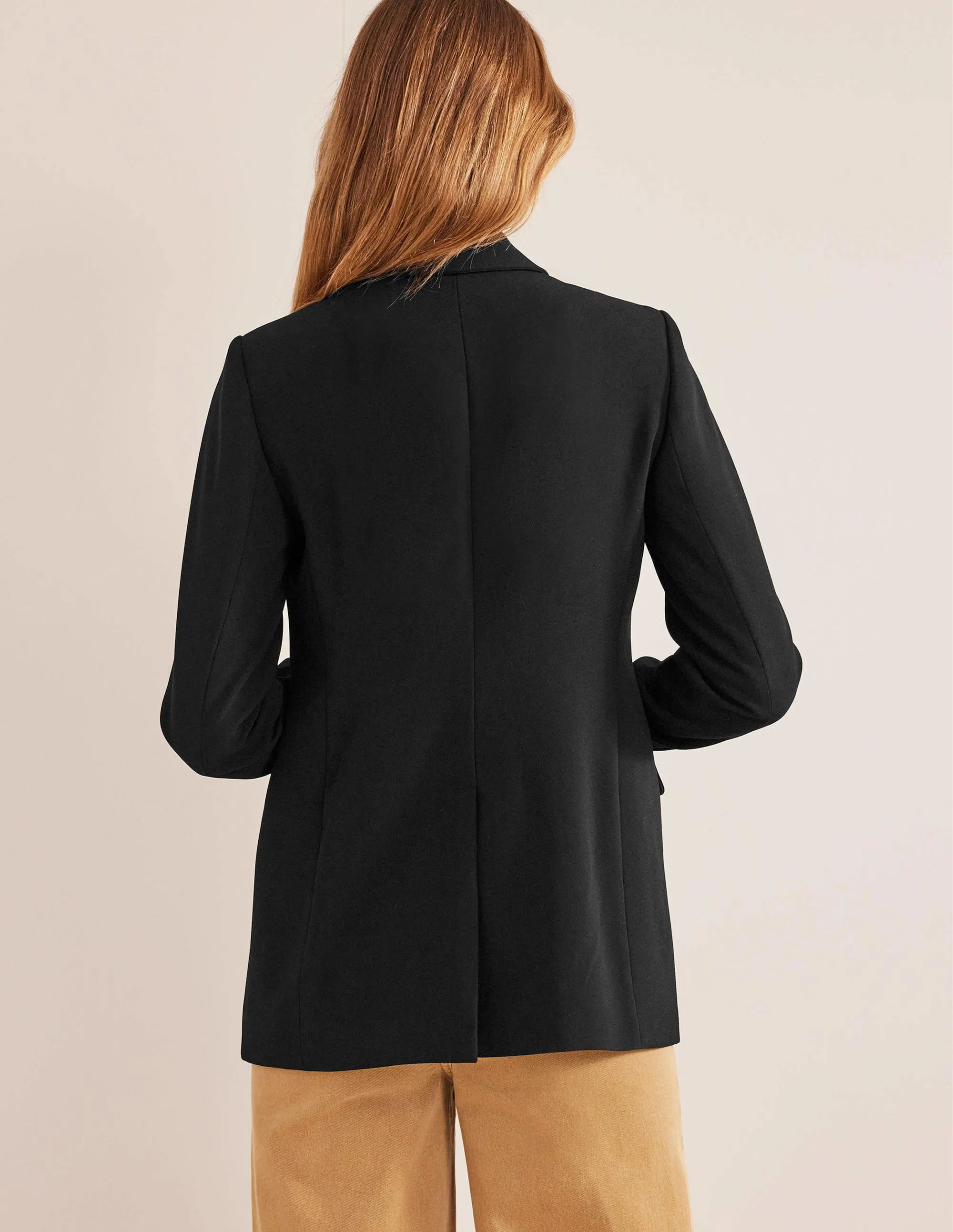 Double Breasted Crepe Blazer-Black