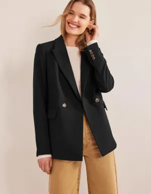 Double Breasted Crepe Blazer-Black