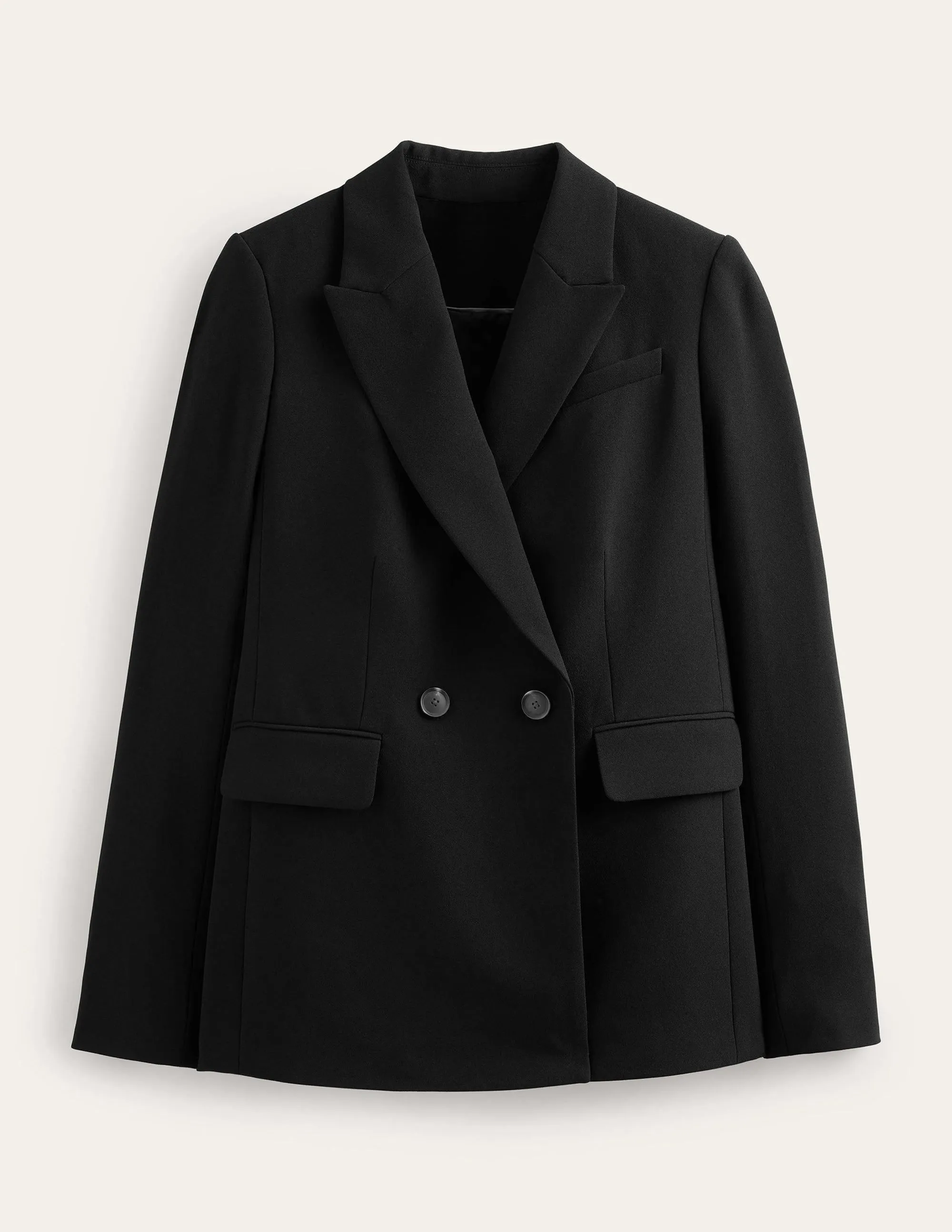 Double Breasted Crepe Blazer-Black