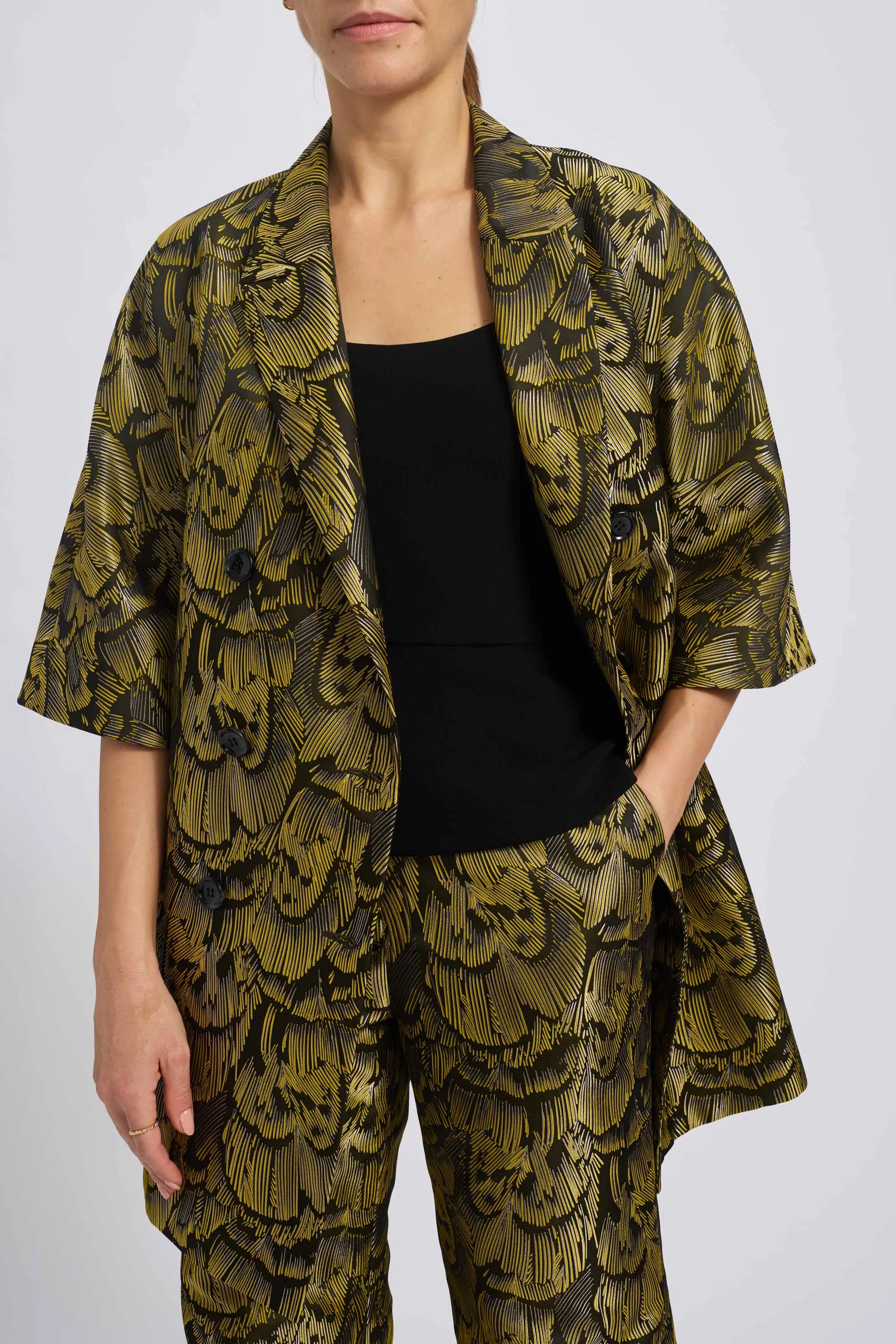 Feather Jacquard Coat