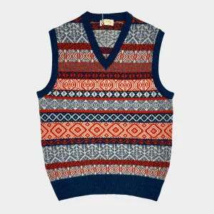 HOXTON Air Force Blue Fair Isle V-Neck Slipover