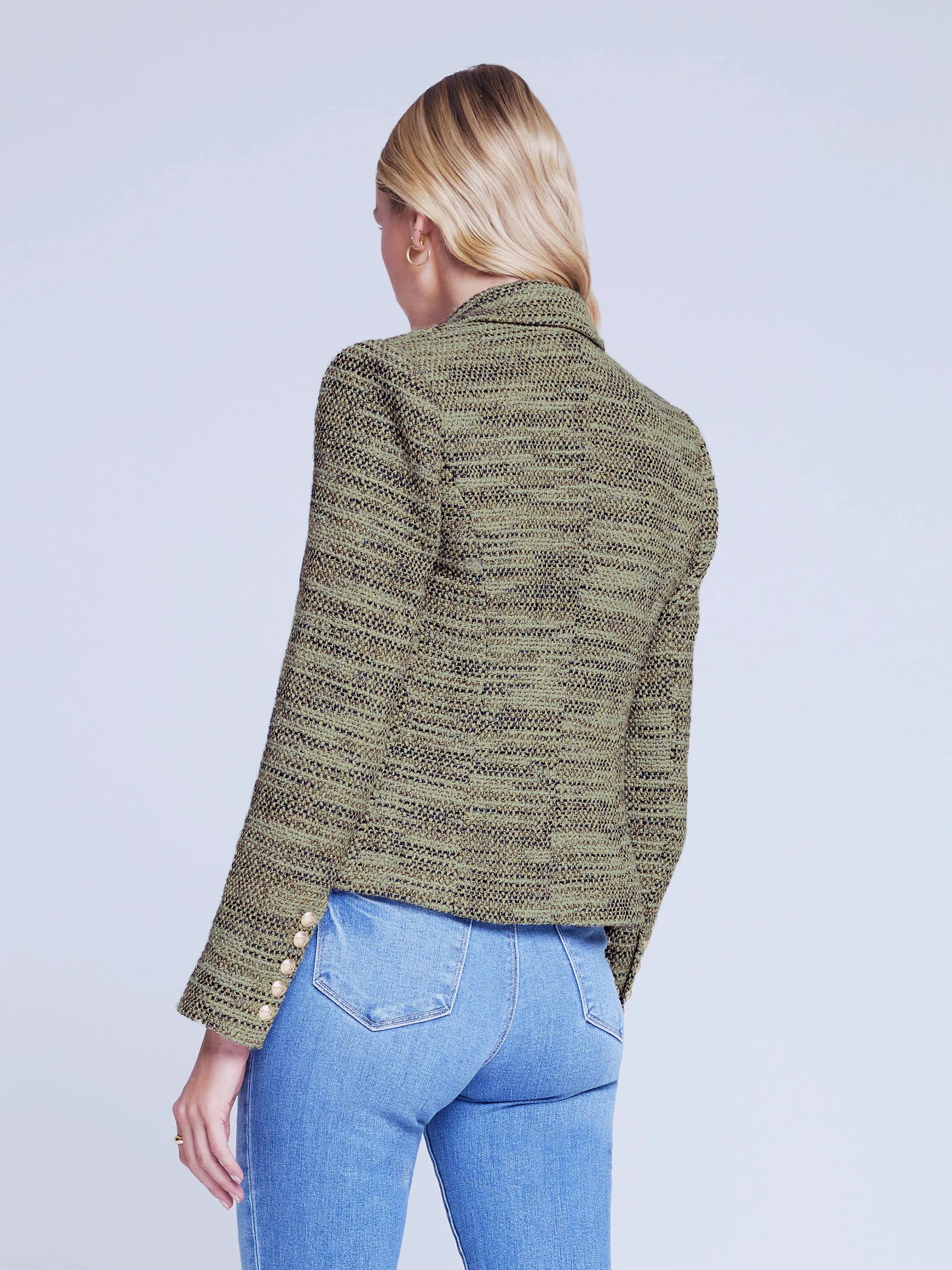 L'Agence Brooke Double-Breasted Blazer - Olive Multi