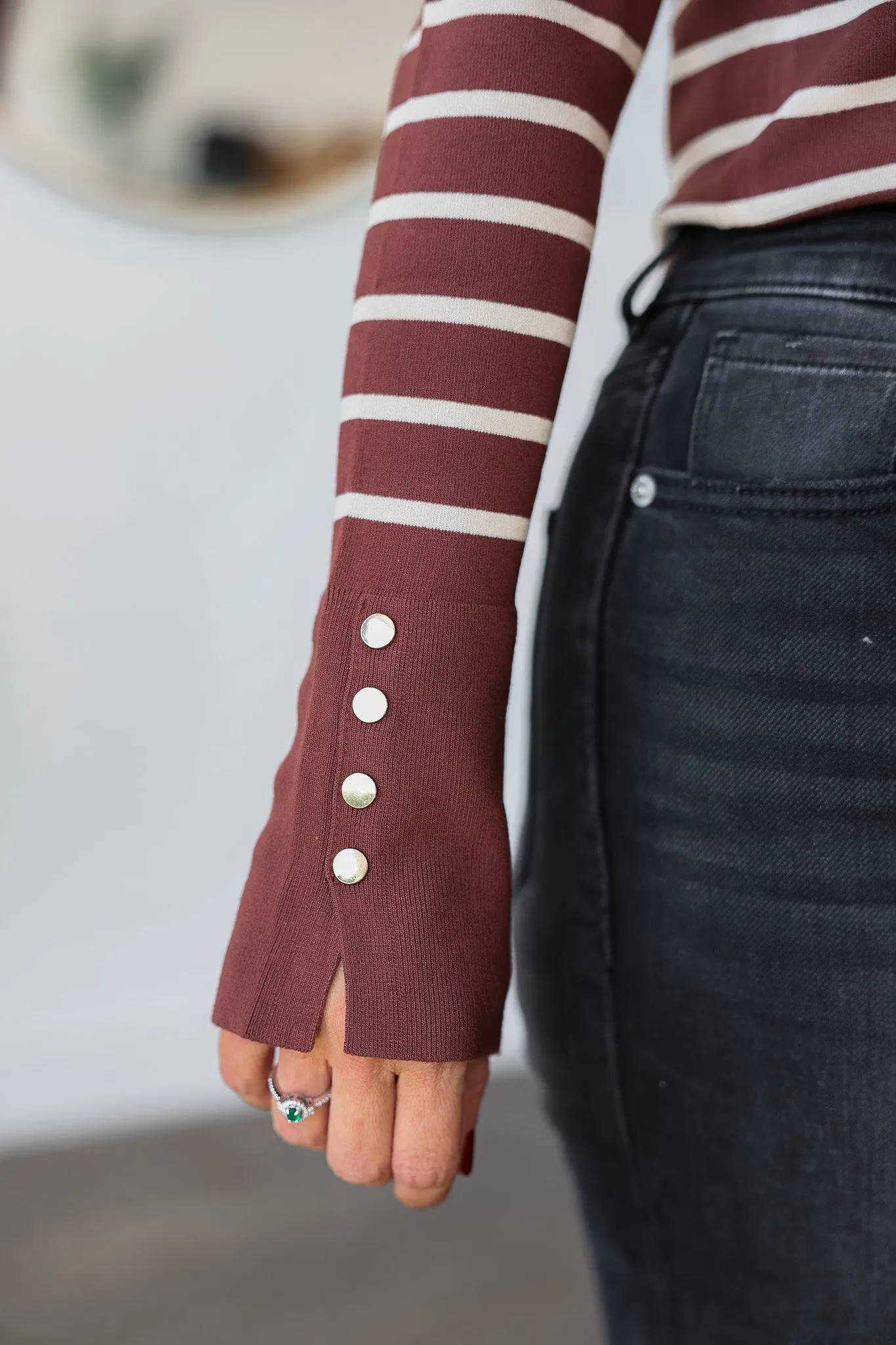 Lightweight Striped Sweater - Brown