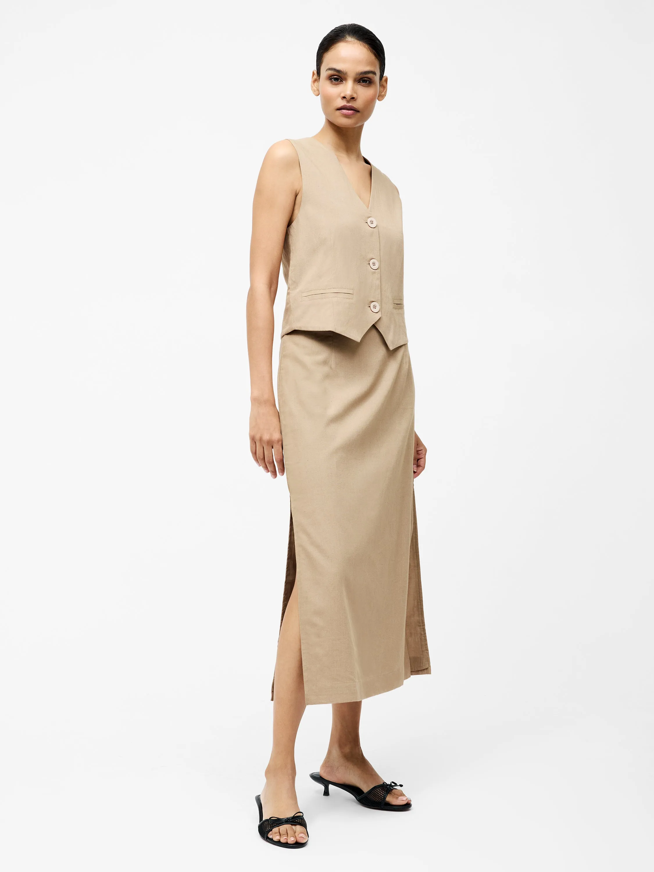 Linen Single Breasted Waistcoat