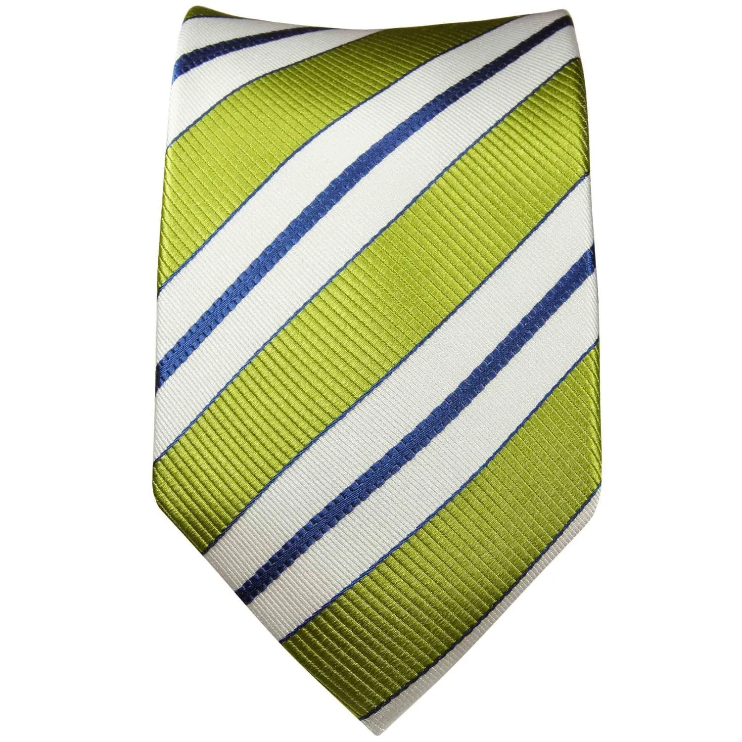 Necktie in Green, White and Navy Blue