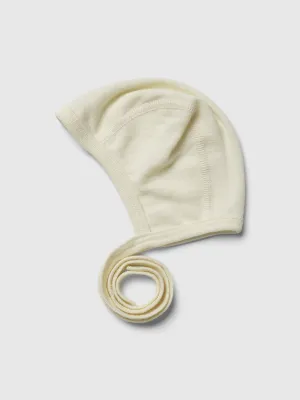 organic merino wool and silk bonnet in natural - baby/toddler