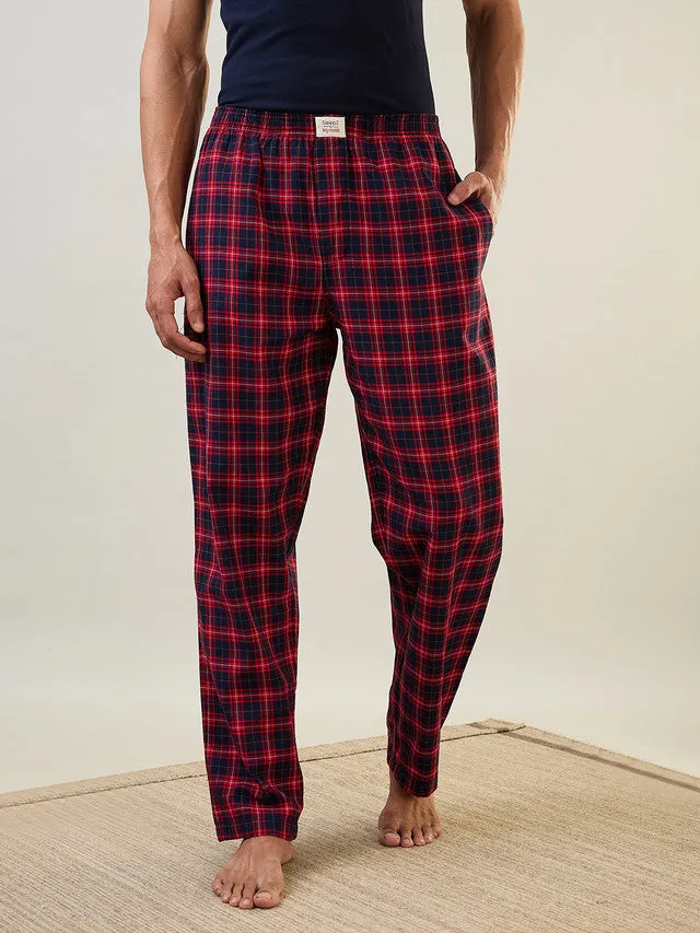 Sleepz Men Blue Checks Regular Fit Cotton Payjama