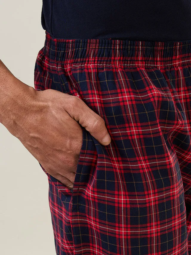 Sleepz Men Blue Checks Regular Fit Cotton Payjama