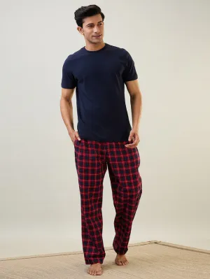 Sleepz Men Blue Checks Regular Fit Cotton Payjama