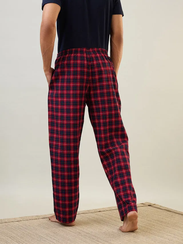 Sleepz Men Blue Checks Regular Fit Cotton Payjama