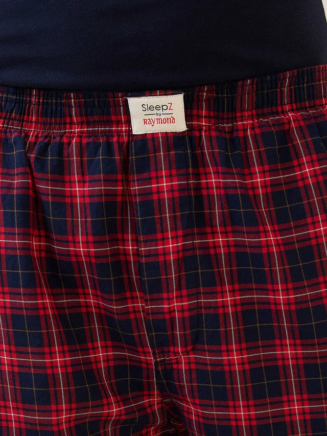 Sleepz Men Blue Checks Regular Fit Cotton Payjama