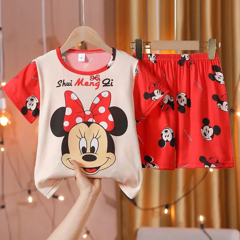 Spring/Summer Thin Children's Pajamas Pikachu Boys And Girls Home Clothing Set Cartoon Short Sleeves