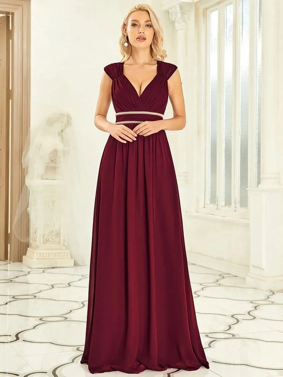 Taille personnalisée Robe longue de demoiselle d'honneur froncée