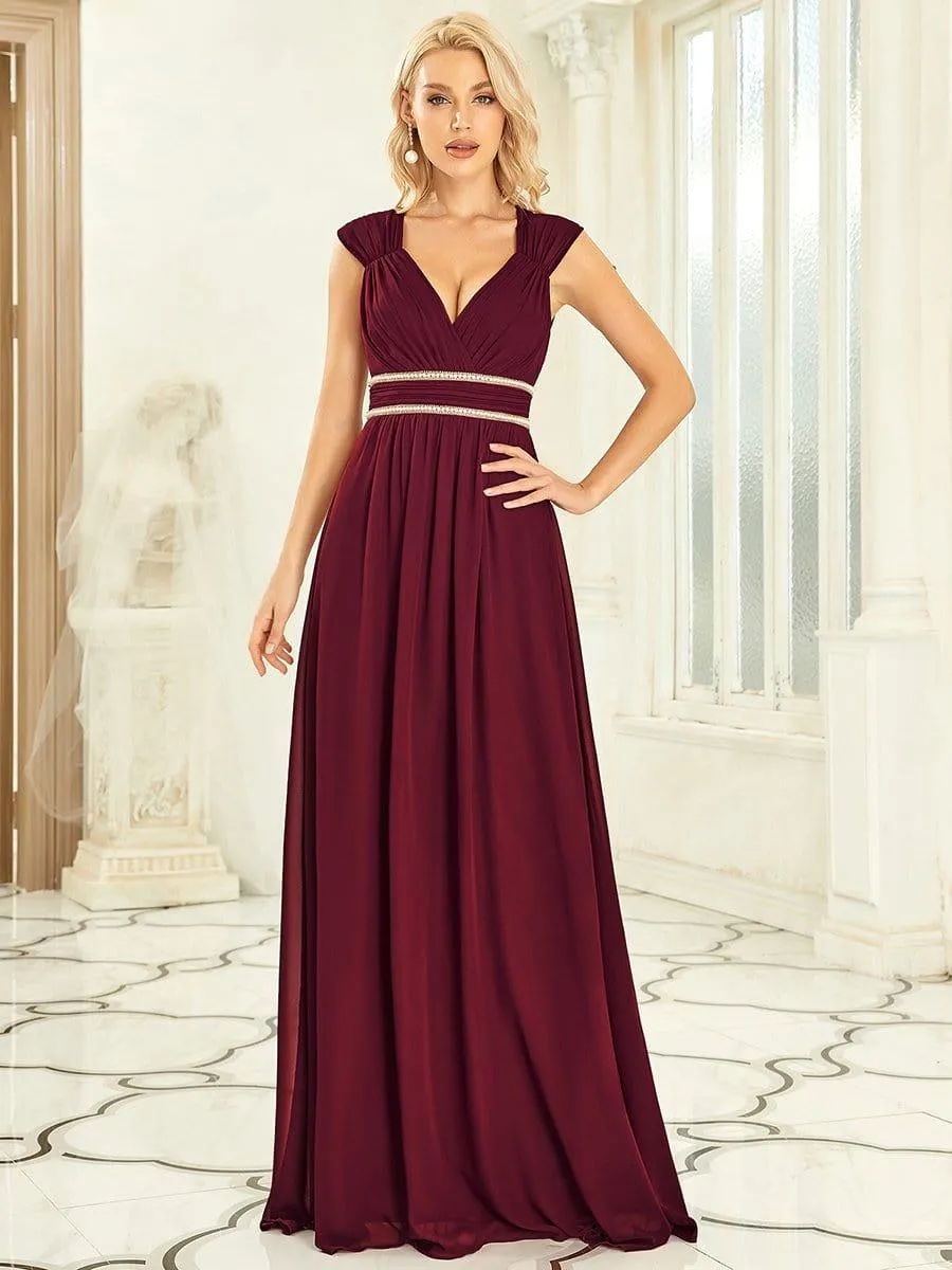 Taille personnalisée Robe longue de demoiselle d'honneur froncée