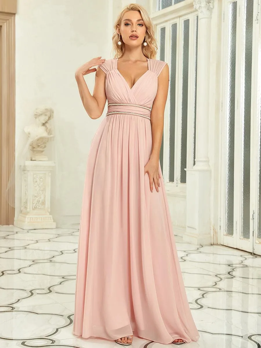 Taille personnalisée Robe longue de demoiselle d'honneur froncée