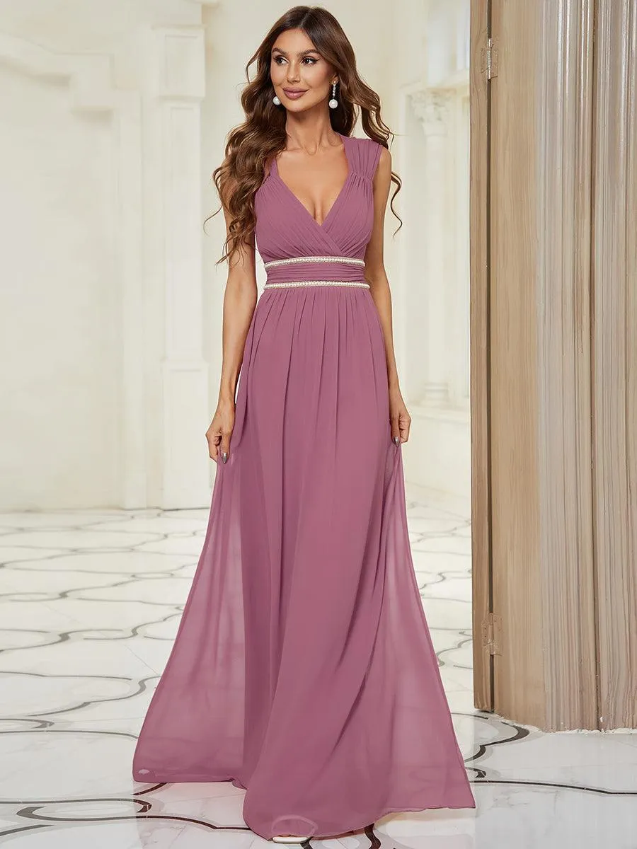 Taille personnalisée Robe longue de demoiselle d'honneur froncée