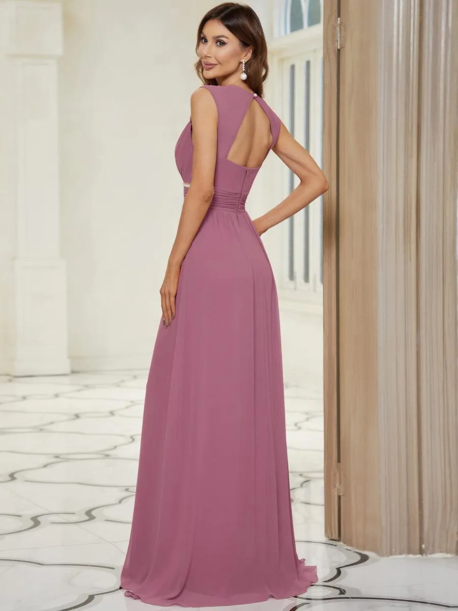Taille personnalisée Robe longue de demoiselle d'honneur froncée