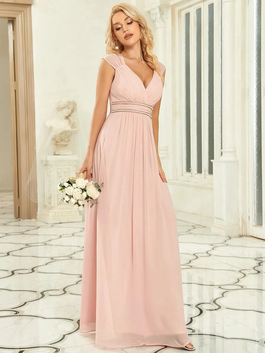 Taille personnalisée Robe longue de demoiselle d'honneur froncée