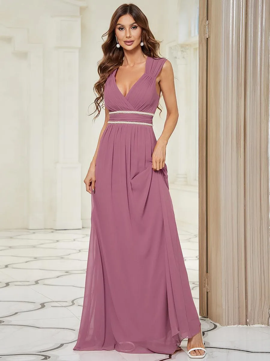 Taille personnalisée Robe longue de demoiselle d'honneur froncée