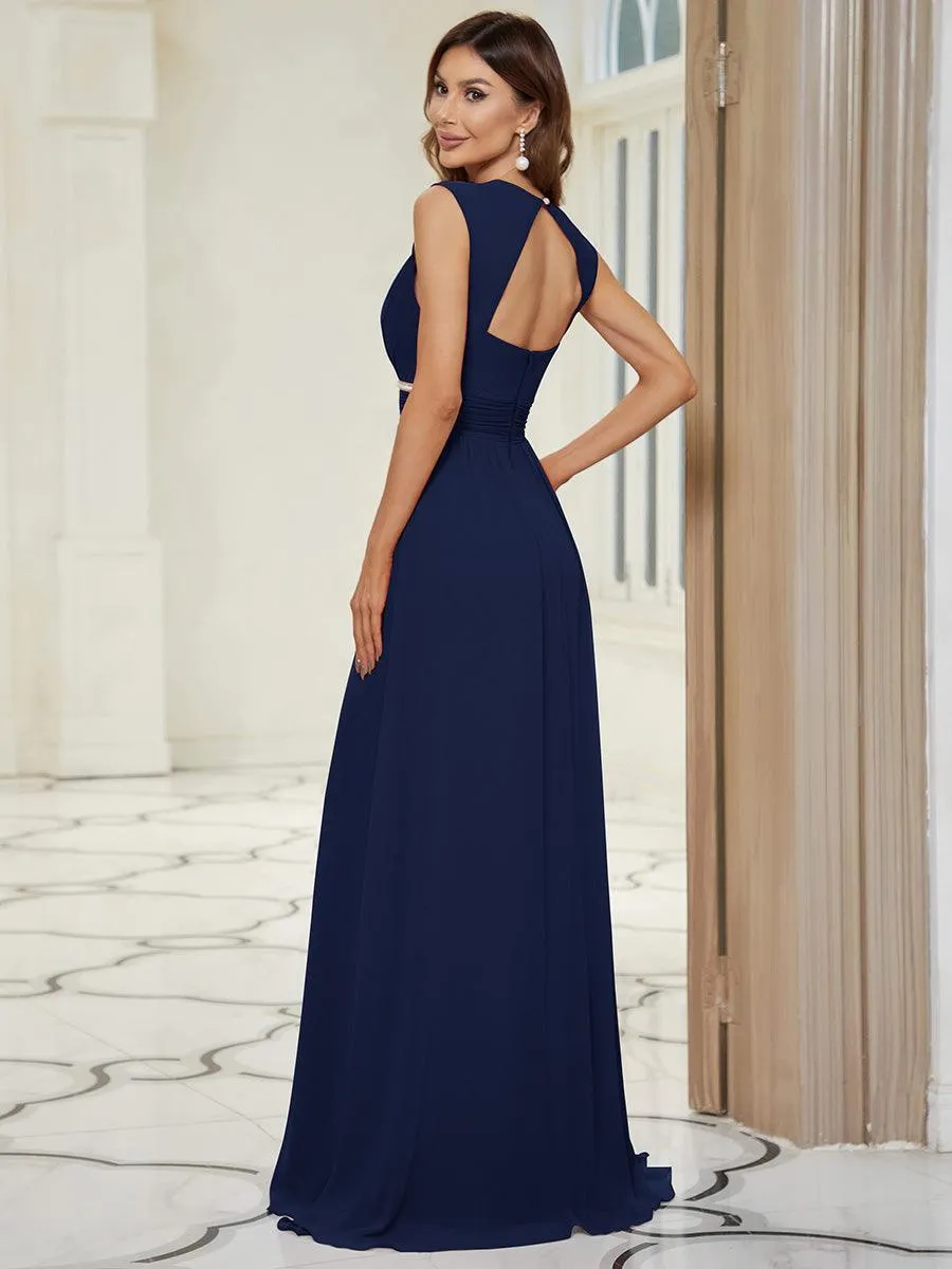 Taille personnalisée Robe longue de demoiselle d'honneur froncée