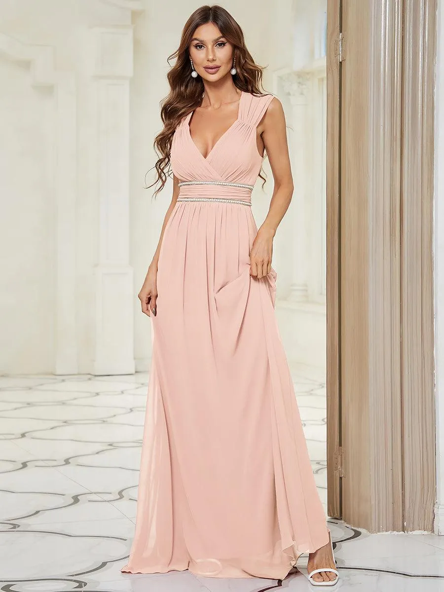 Taille personnalisée Robe longue de demoiselle d'honneur froncée