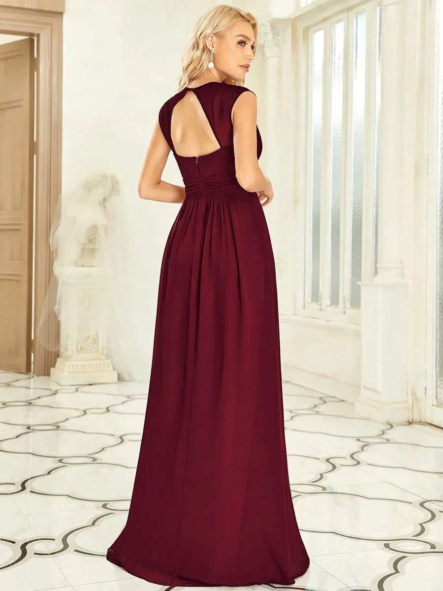 Taille personnalisée Robe longue de demoiselle d'honneur froncée