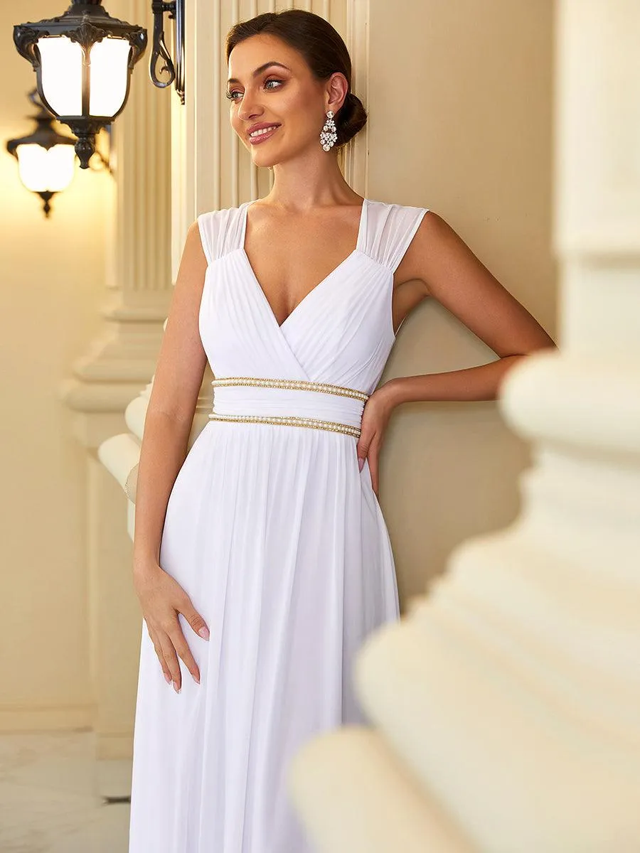 Taille personnalisée Robe longue de demoiselle d'honneur froncée