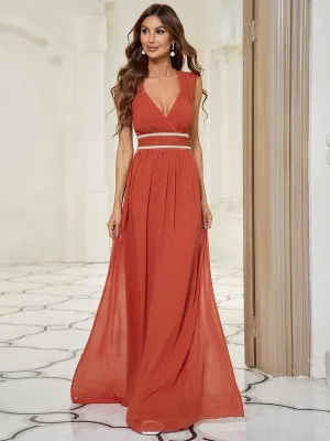 Taille personnalisée Robe longue de demoiselle d'honneur froncée
