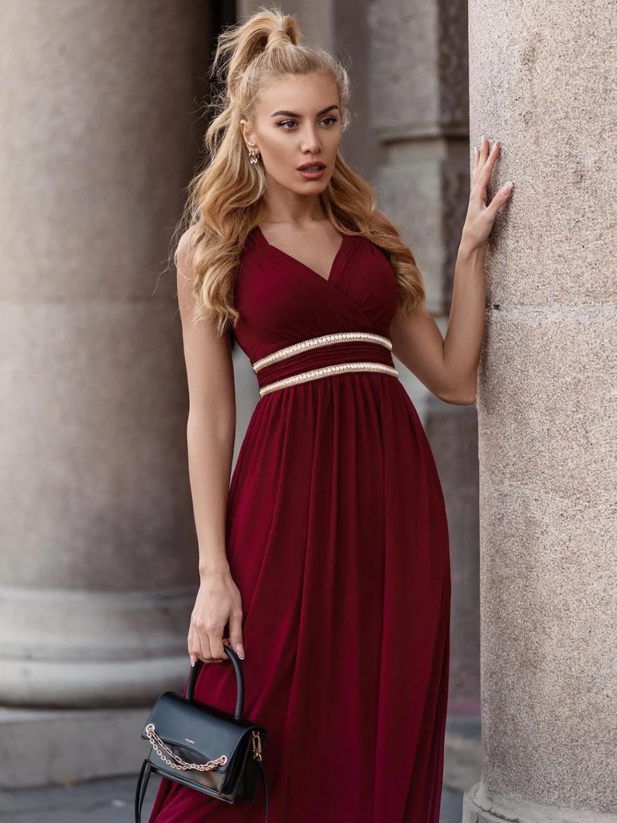 Taille personnalisée Robe longue de demoiselle d'honneur froncée